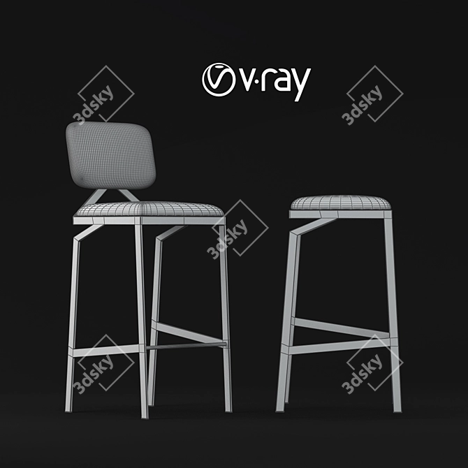 Sleek & Contemporary Design Bar Stool 3D model image 3