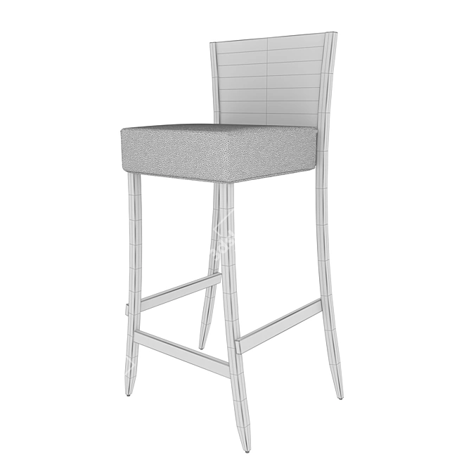 Chic Wooden Hotel Bar Stool 3D model image 2