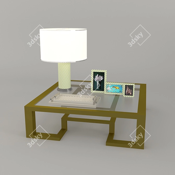 Golden Table Decor Set 3D model image 1