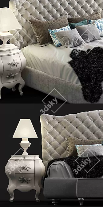 Elegant Vanity Bed - Timeless Charm for Your Bedroom 3D model image 2