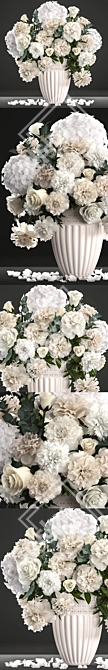 Elegant White Blossom Bouquet 3D model image 2