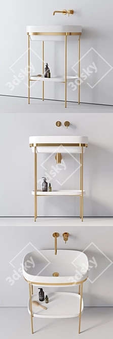 Exquisite Ribbon Console Washbasin 3D model image 2