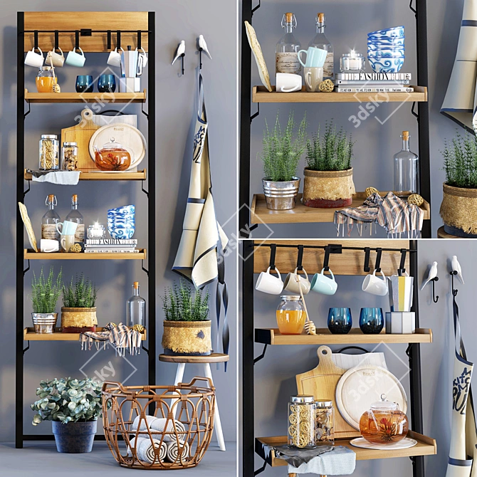 Fendy High & Decor: Stylish Wall-mounted Stand 3D model image 1