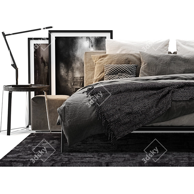 Sleek Flexform Lifesteel Bed 3D model image 2