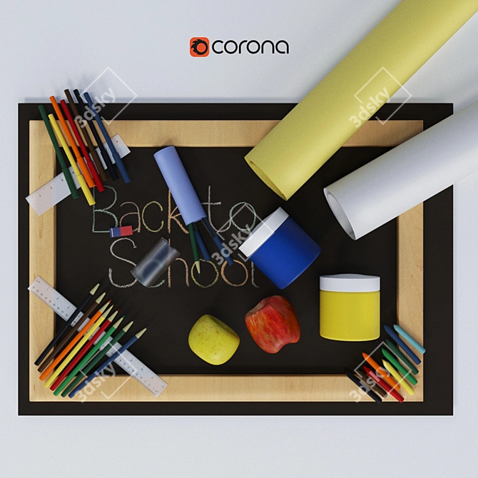 School Essentials Set: A Complete Collection for Your Child's Education 3D model image 1