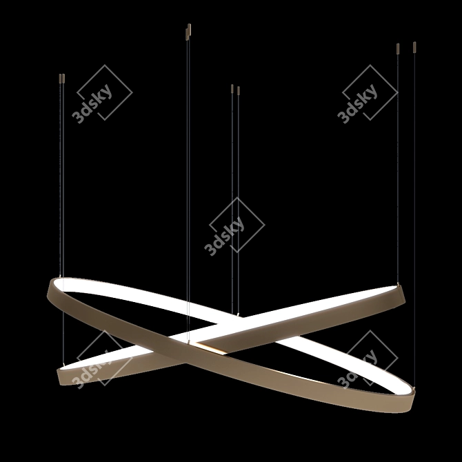 Golden Ellipse Chandelier 3D model image 1
