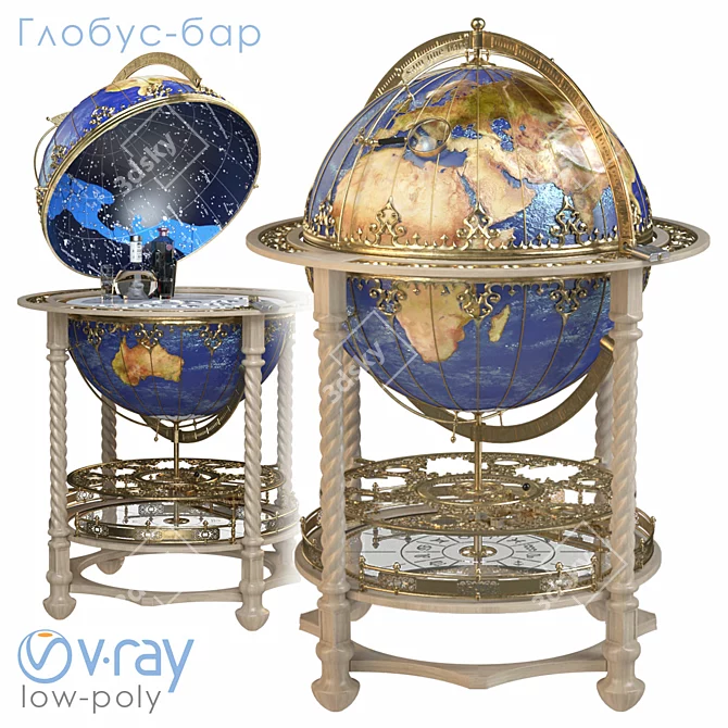 Title: TurboSip Foldable Globe Bar 3D model image 1