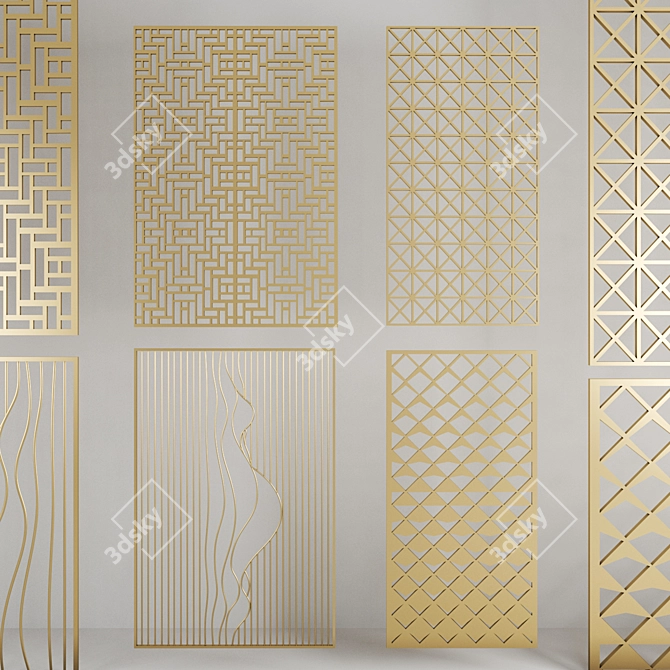 Luxury Brass Decorative Panels - Set of 4 3D model image 1