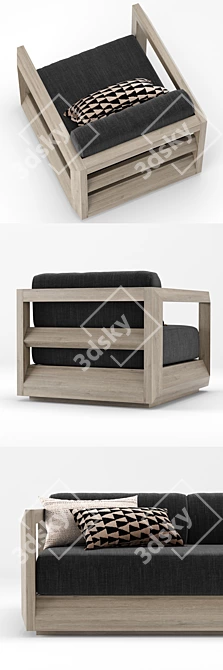 RH Outdoor Teak Sofa 3D model image 2
