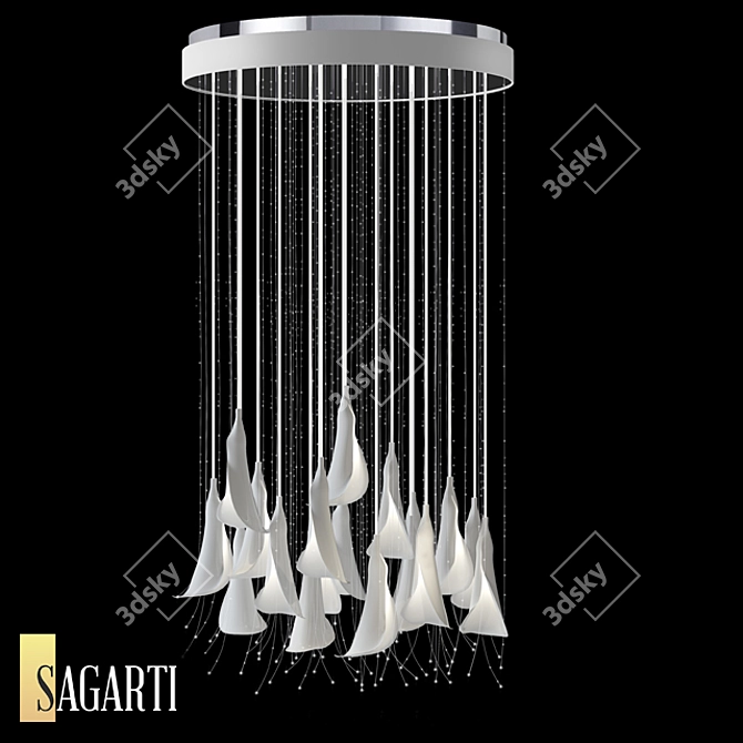 Sagarti Flora Chandelier: Elegant Porcelain and Swarovski Crystal Pendant Lighting 3D model image 1