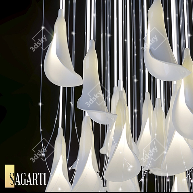 Sagarti Flora Chandelier: Elegant Porcelain and Swarovski Crystal Pendant Lighting 3D model image 2