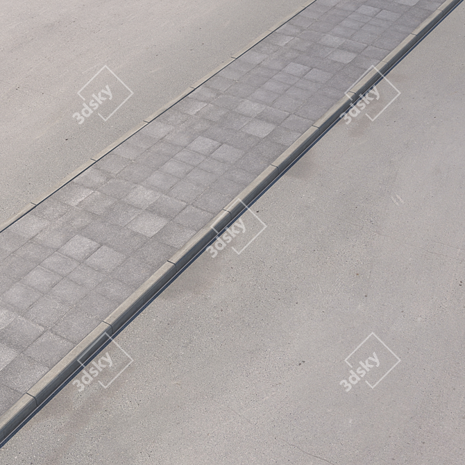 Versatile Sidewalk Kit: Tiles, Road, Curb 3D model image 1