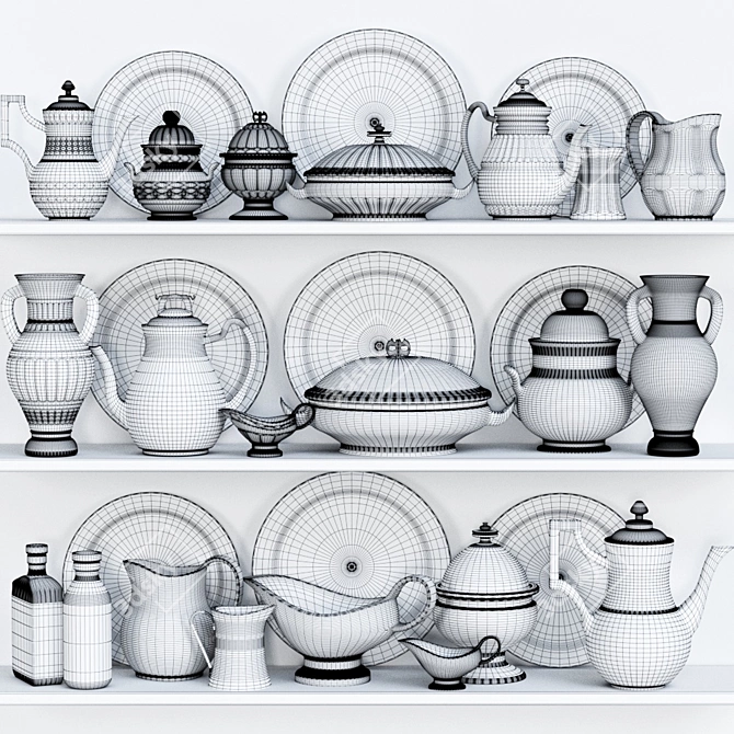 Kitchen Shelf Decor Set 3D model image 2