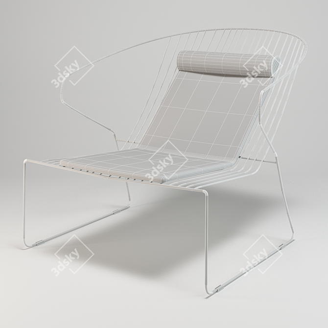 Stylish Steel Lounge with Agora Cushion 3D model image 2