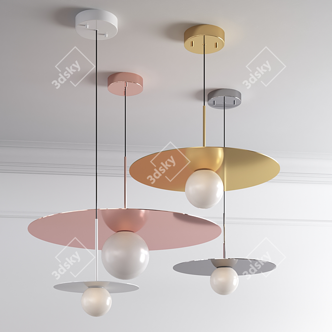 Mirrored Elegance: Bola Disc Pendant 3D model image 1