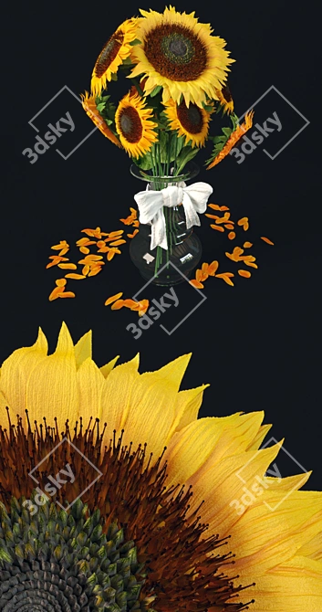 Sunflower Vase: Decorative Floral Accent 3D model image 2