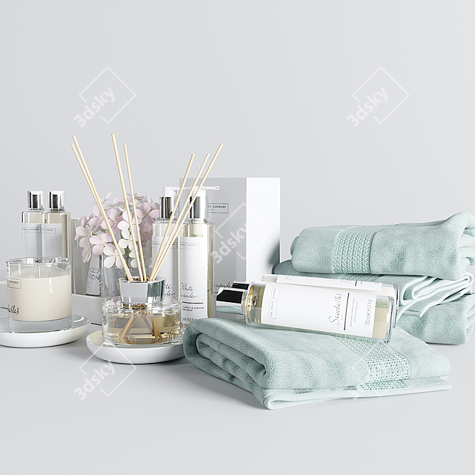 Luxury White Bath Set - The White Company 3D model image 1