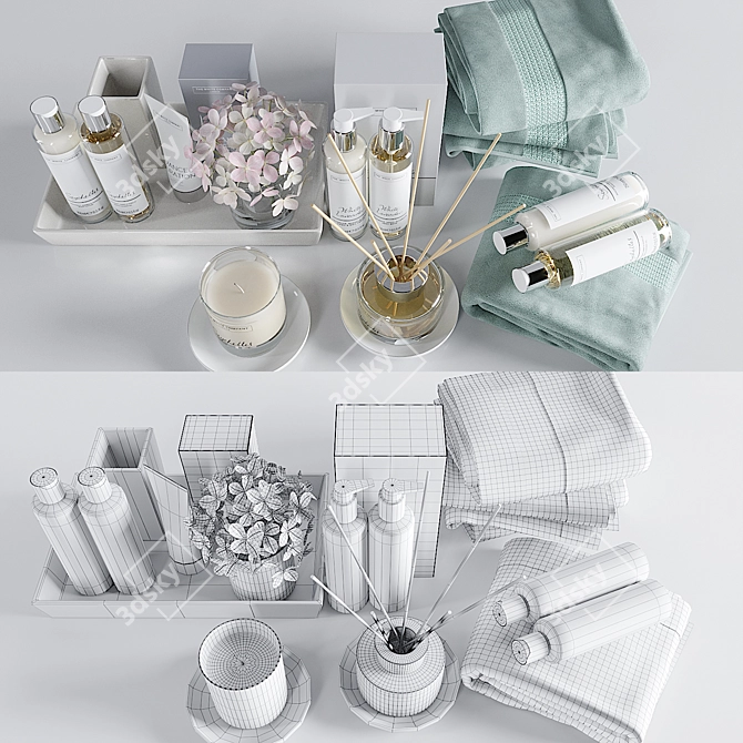 Luxury White Bath Set - The White Company 3D model image 3