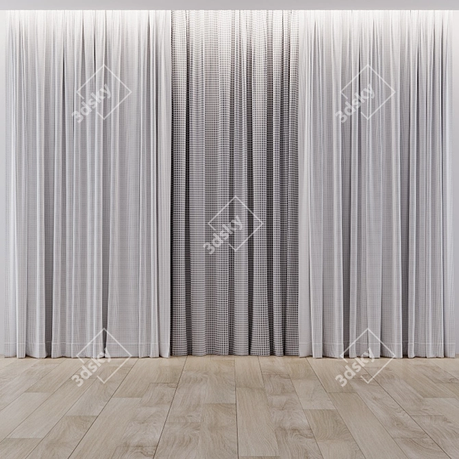 Elegant Curtain & Sheer Set 3D model image 3