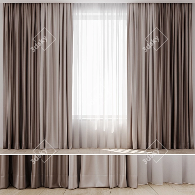 Elegant Window Drapes & Sheers 3D model image 1