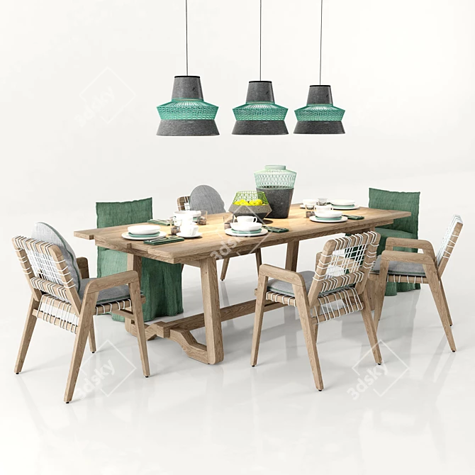 Stylish InOut Dining Set 3D model image 1