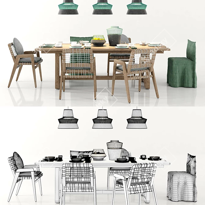 Stylish InOut Dining Set 3D model image 2