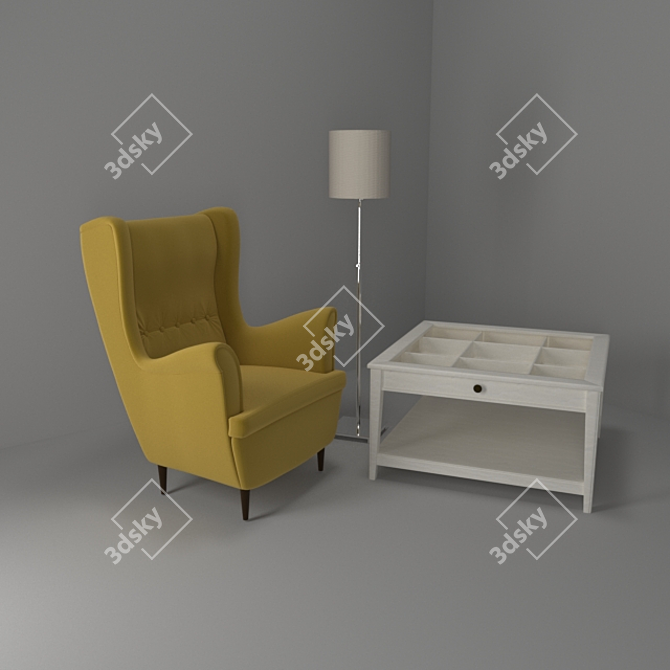 Cozy Seating Set: Strandmon Armchair & Liatorp Coffee Table 3D model image 1