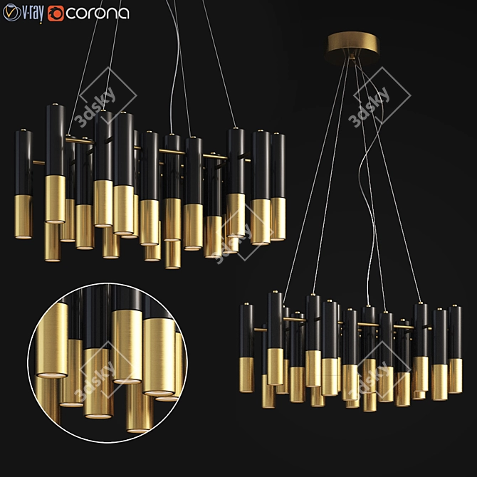 Delightfull Ike Suspension: Modern Brass Pendant 3D model image 1