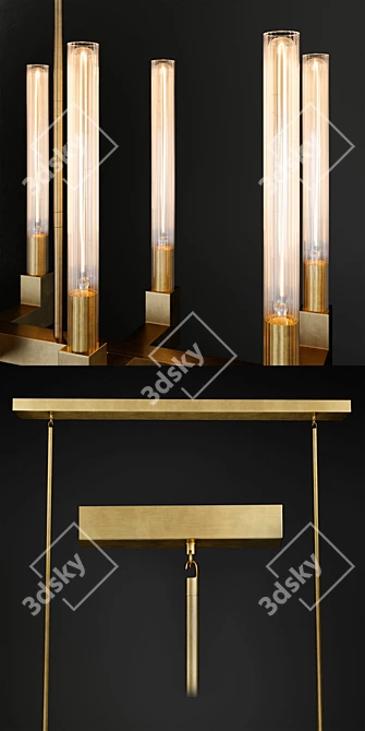 Sleek Cannele Linear Chandelier 3D model image 2