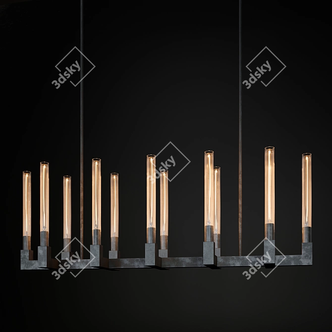 Sleek Cannele Linear Chandelier 3D model image 3