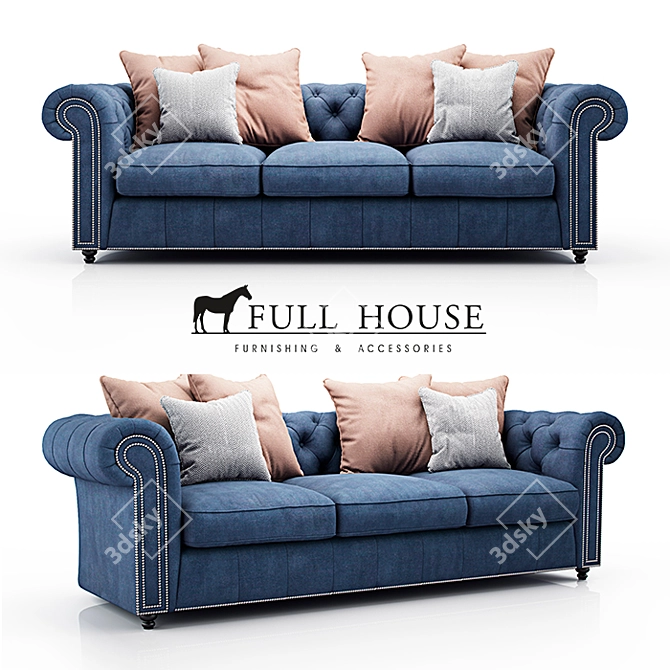 Elegant Chester Textile Sofa 3D model image 1