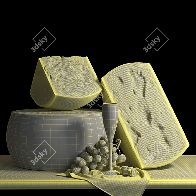 Authentic Italian Grana Padano Cheese 3D model image 2