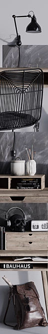 Versatile Work Desk with Chalkboard 3D model image 2