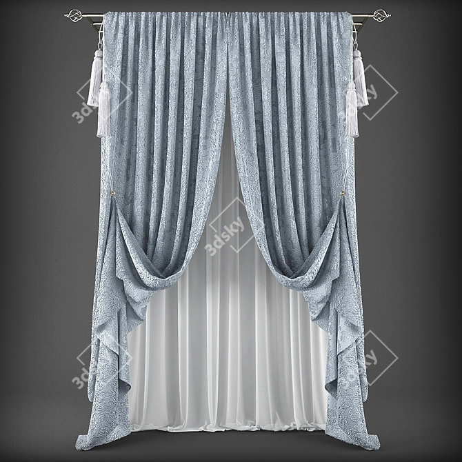 Classic Style Curtains 3D model image 1