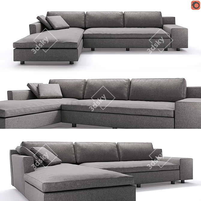 Modern 3-Seater Sofa: Cassina Mister 3D model image 1