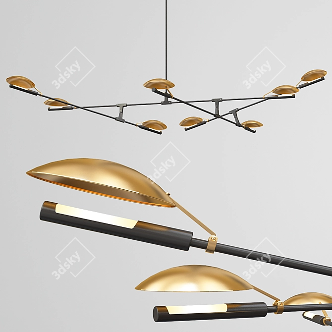 Elegant Black Branching Chandelier 3D model image 1