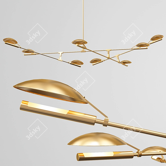 Elegant Gold Branch Chandelier 3D model image 1