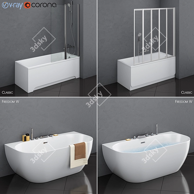 Ravak Set 17: Classic & Freedom W Baths 3D model image 1