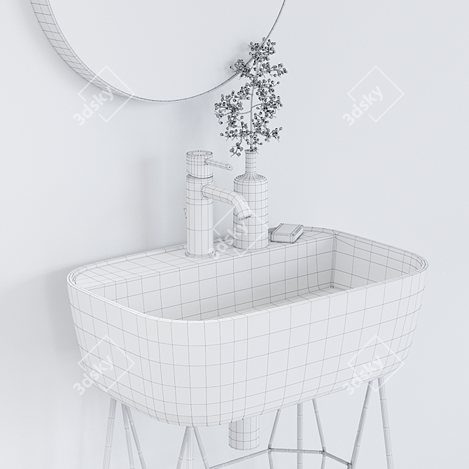 GUS Ceramic Washbasin - Contemporary Style 3D model image 3