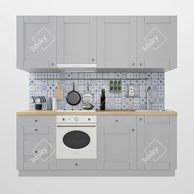 Compact Kitchen Set 3D model image 1