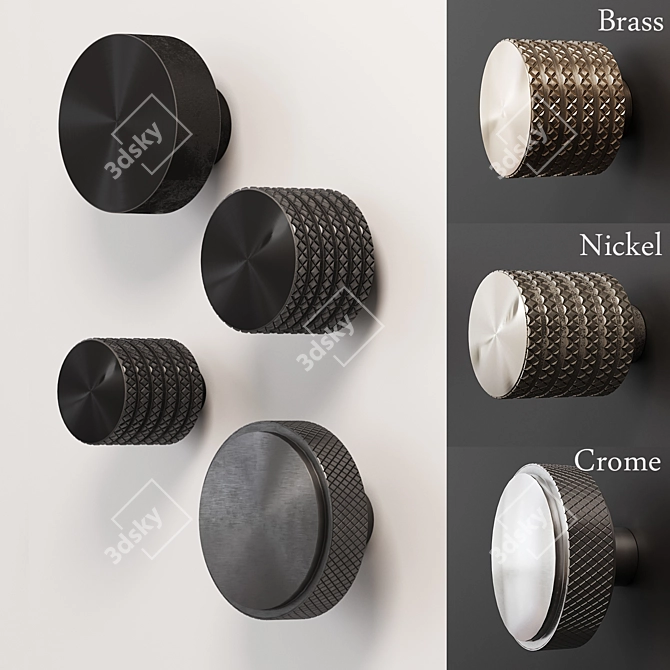 Sleek Metal Furniture Buttons Set 3D model image 1