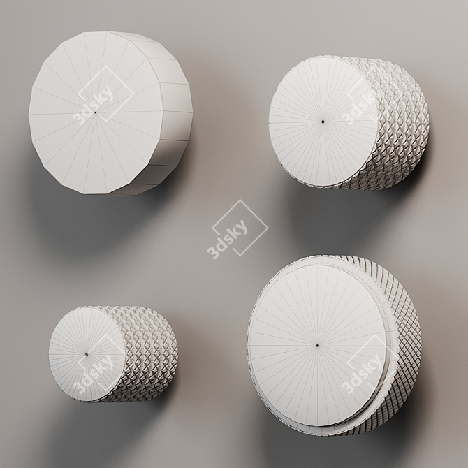 Sleek Metal Furniture Buttons Set 3D model image 2