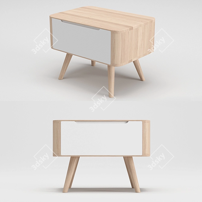 Gazzda Ena 2-Drawer Oak Bedside Table 3D model image 1