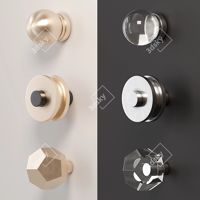 Title: Sleek Cabinet Button Handles 3D model image 1