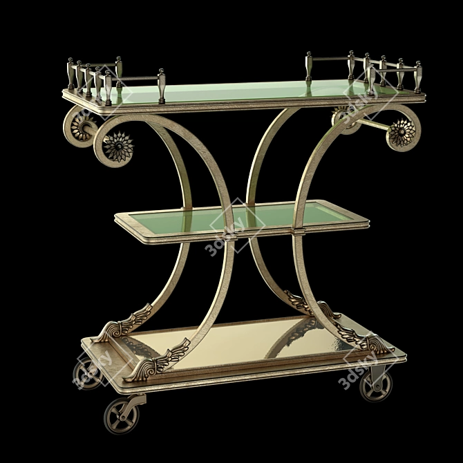 Elegant Rivoli Serving Cart 3D model image 1