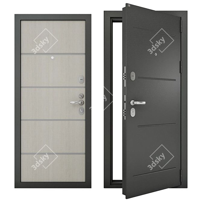 Sturdy Steel Entrance Doors - Groff T 3D model image 1