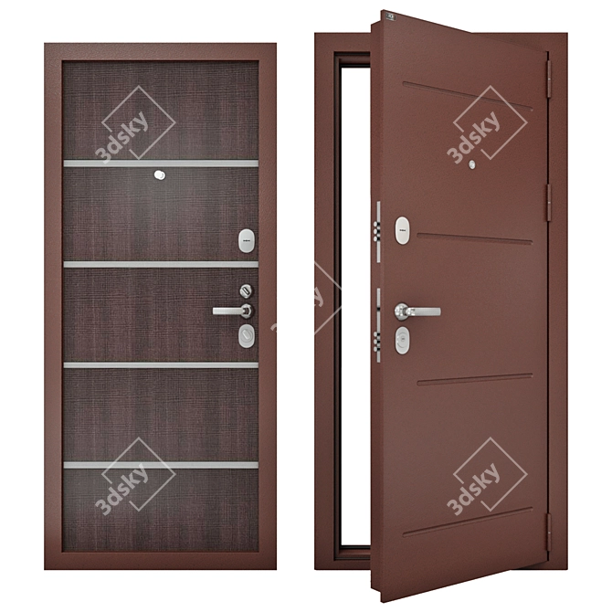 Sturdy Steel Entrance Doors - Groff T 3D model image 2