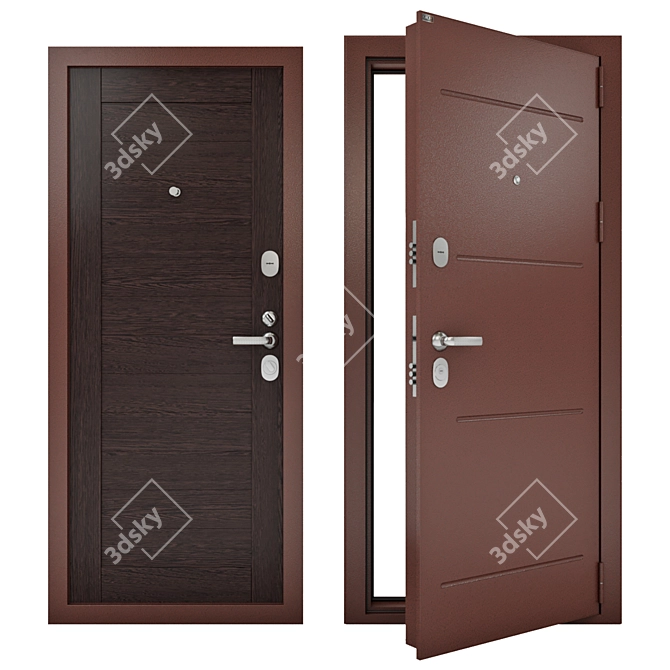 Groff T2-221 Steel Entrance Door 3D model image 2