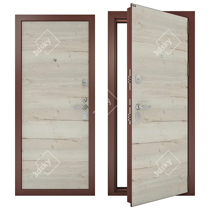  Sturdy Steel Entrance Doors - Groff T 3D model image 2