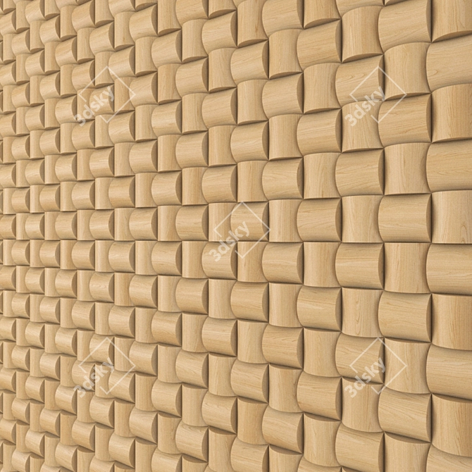 Elegant Wood Wall Panels 3D model image 2